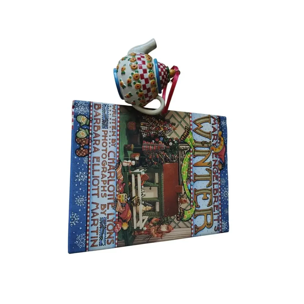 Mary Engelbreit Winter Book w/ Teapot Christmas Ornament Holiday Gift Set